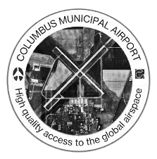 Columbus Municipal Airport logo with text: High-quality access to global airspace