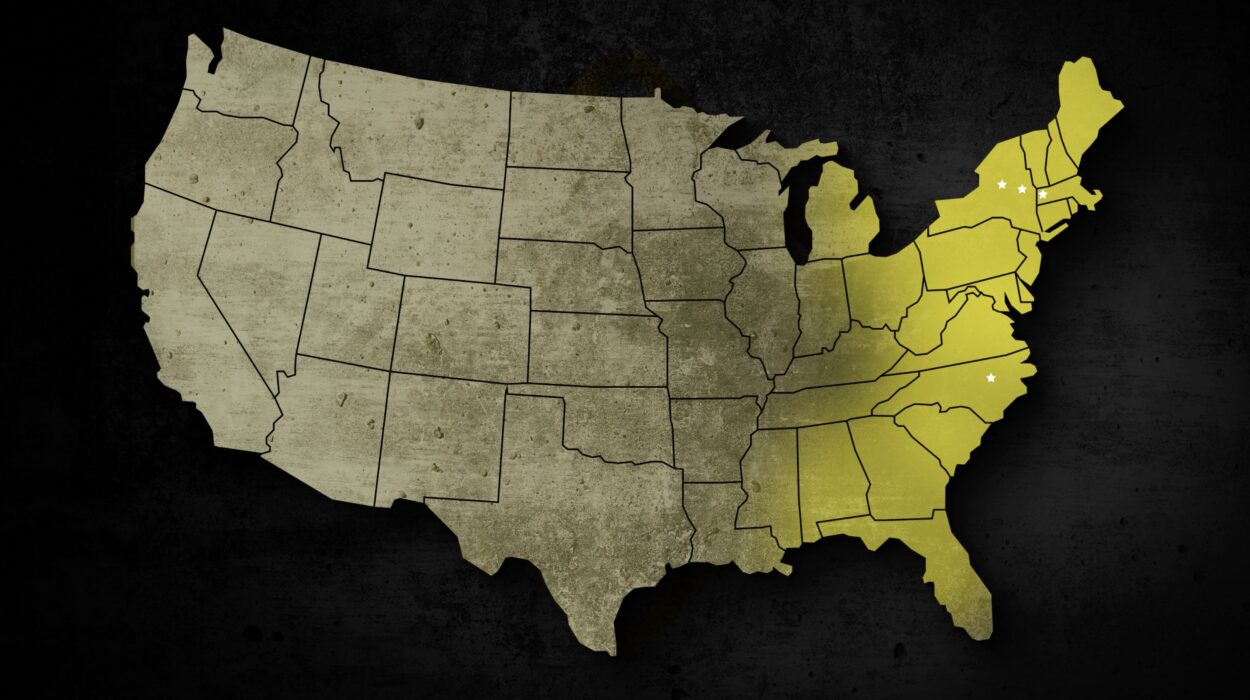 US map: eastern region yellow